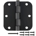 24 Pack Rounded Matte Black Door Hinges 3.5 Inch with 5/8" Radius - color: Matte Black, size: 24 Pack