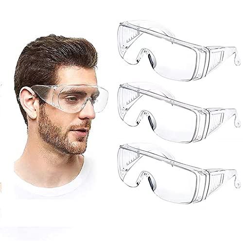 Cindy's Tape Safety Anti Fog Goggles 3-Pack - Over Eyeglasses, Dust/Chemical Splash Proof | ANSI Z87.1 Certified Wrap-Around Eye Protection for Lab, nurse, Construction