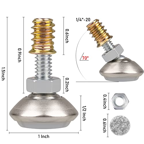 Anwenk Swivel Leveling Feet Furniture Levelers Feet Angle Height Adjustable, Screw in Cabinet Table Chairs Sofa Levelers Leg 1/4”-20 UNC,with Felt - 8Pack - color: Swivel 8-pack
