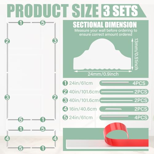 Pangda 3set Peel and Stick Wall Molding Kit 3D Premade, 48x80in - size: 48x80in
