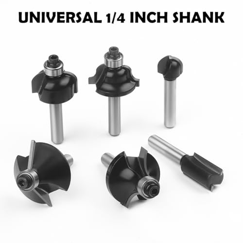 Router Bits 1/4 Inch Shank 12 Pieces, Tungsten Carbide 1/4" Router Bit Set, for Professional and Beginners Carpenter - size: 12 Pcs, 1/4" Shank