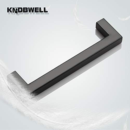 KNOBWELL 6 Pack 5 inch Black Cabinet Handles Drawer Pulls Kitchen Handles - color: Matte Black, size: Hole Center:5 inch(128mm)