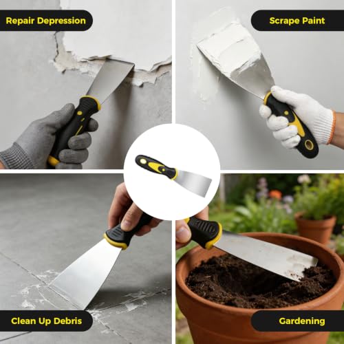 5 PCS Putty Knife Set, 2 Inch Stainless Steel Spackle Knives, Paint Scraper for Drywall Repair, Wallpaper Removal, Plaster Scraping, Patching Holes – Scraper Tool for DIYers & Homeowners (2 Inch) - size: 2 Inch