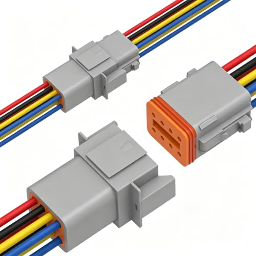 Newdeli Deutsch 8 Pin Connector Kit Waterproof Electrical Connector 16 AWG Male and Female Automotive Wire Connectors for Car Truck Boat, Dt Connector 2 Sets - size: DT Connector 2 Sets 8 Pin