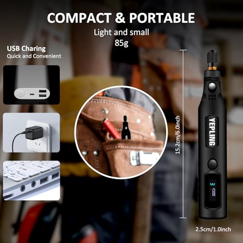 Cordless Rotary Tool, 3.7V Li-Ion 3 Speed Electric DIY Mini Polisher Kit with LED Screen, 72 Pieces Accessories USB Cordless Multi-Tool, Great for Light Small DIY Work