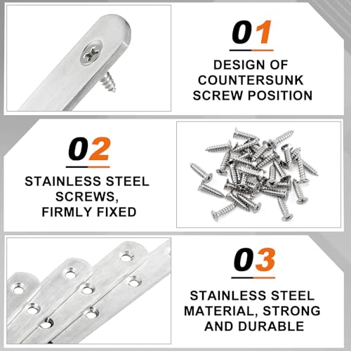 Zonon 20 Pcs Silver Flat Mending Plate 12" Stainless Steel Bracket - color: Silver, size: 12 Inch