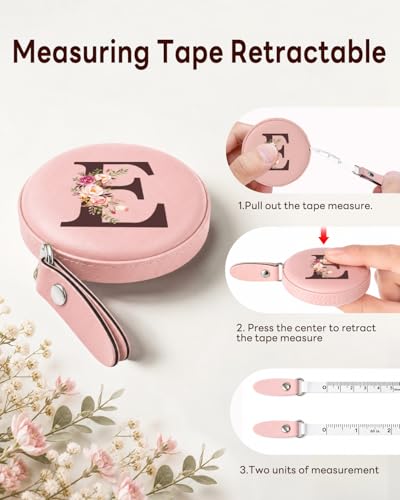 Maicican Retractable Tape Measure, Pink Leather Sewing Measuring Tape, E - color: Tape Measure-Pink E