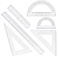 Plastic Clear Ruler Math Set - 6'' 12'' Transparent Straight Ruler, 4'' 6'' Protractor, 30/60 & 45/90 Triangle Ruler, Geometry Math Measuring Tool for School Office Drawing Teachers Kids Supplies - color: Transparent