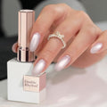 Double Rhythm Jelly Glass Cat Eye Gel Polish with Magnet 15ML Holographic Glitter Shimmer Translucent Sheer Color Magnetic Nail Polish Salon DIY at Home (Milky White Silver-MC1302) - color: Bright Silver