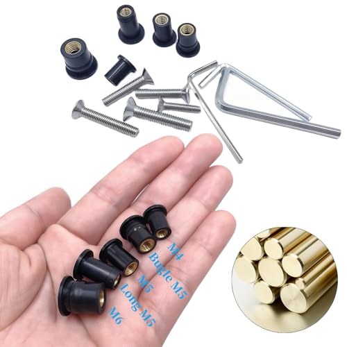 103Pcs M4 M5 M6 Rubber Well Nuts Kit for Kayak with Brass Inserts