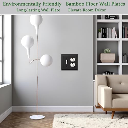 Classic Architecture Wall Plates,Light Switch covers, Electrical Outlet Covers, Duplex receptacle wall plates,Mid Size Bamboo Fiber Material Switch plates Matte Black (2 Gang Toggle/Duplex 2PK) - style: 2 Gang Toggle/Duplex 2PK