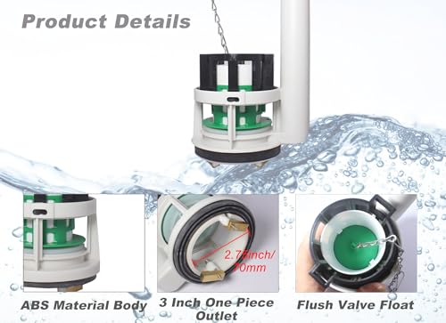 Toilet Flush Valve for 3 Inch Flush Hole, One Piece Toilet Flusher Replacement Kit Toilet Tank Valve Fit for TOTO Toilet Tank Parts - style: For One Piece Toilet