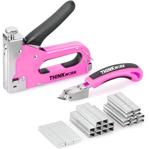 THINKWORK 3-in-1 Light Pink Staple Gun for Upholstery & Wood DIY - color: Light Pink