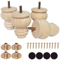 2 3 4 Inch Wooden Furniture Legs, Solid Wood Unpainted Replacement Furniture Legs, Ottoman/Loveseat Replacement Legs, Cabinet Legs/Desk/Sofa/Bookcase Round Bun Feet Set of 4 (3 Inch) - size: 3 Inch A