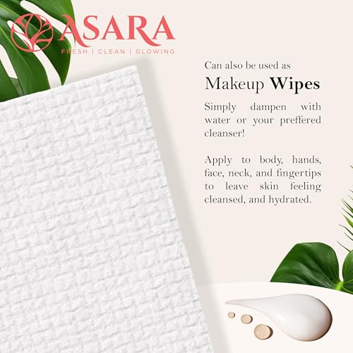 Clean Face Towels Disposable XL Facial Wipes | Add Water As a Makeup Remover | Sensitive Skin Face Towels | Organic Vegan Biodegradable - Clean Daily Towelettes | by Asara (100 Count) - size: 100 Count