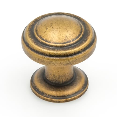 Amerdeco 10 Pack Antique Brass Cabinet Knobs Single Hole Cabinet Pulls 1 Inch Drawer Knobs for Bathroom Cabinets ZH0086 - color: Antique Brass, size: 1" Single Hole