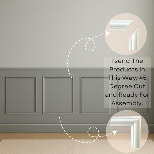 Wall Molding Kit – Pre-Cut & Primed Trim Package, DIY Ready-to-Assemble Wainscoting Panels, Paintable Polystyrene Wall Frame, Durable Classic Wall Trim (Style-3)