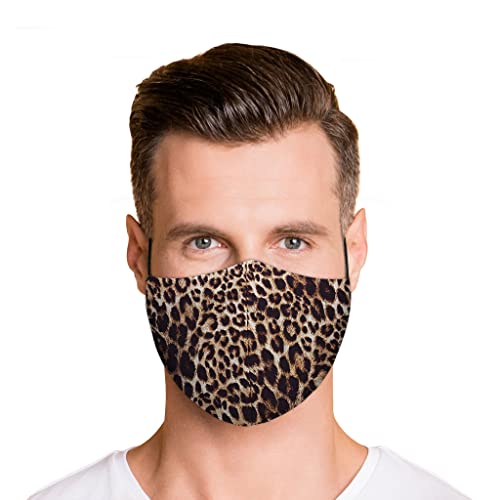 Washable Face Mask with Adjustable Ear Loops & Nose Wire - 3 Layers, Made in USA - color: Leopard Pattern