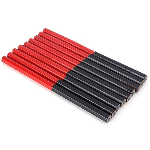 Dioche 10pcs Carpenters Pencils Red Blue 2 Core Hex 2 Head DIY Woodworking Pen Hand Tools Carpenters Pencil Set for Woodworking, Framing, Construction & Multi-Surface Marking