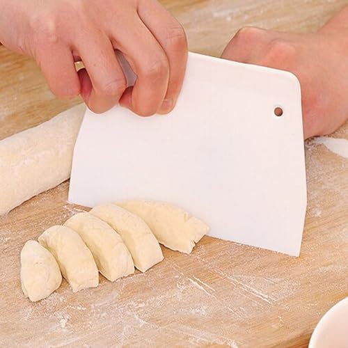 Plastic Cake Scrapers and Smoother DIY Tools for Bread White, 3 Pcs