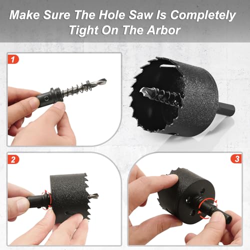 2-5/8 Inch Hole Saw with 3/8" Triangle Shank Quick Change Arbor, JTemgle Bi-Metal Hole Saw Heavy Duty Hole Cutting Tool for Cornhole Boards, Recessed Lights, Wood, Plastic, Drywall & Soft Metal - size: 2-5/8"