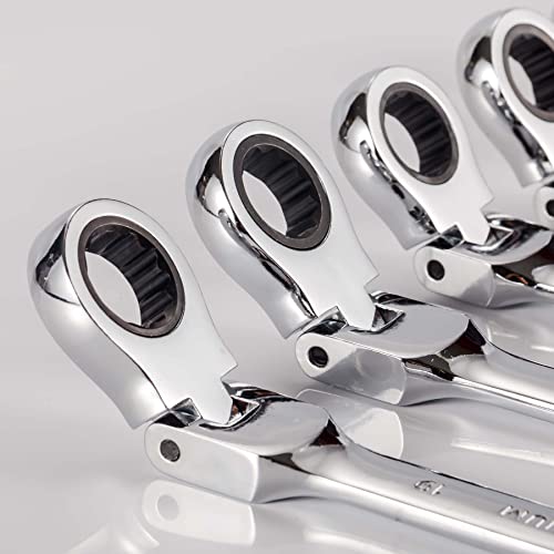 Qnkaa Flexible Ratchet Wrench Set 12pcs 8-19mm Spanner Gear Ring Ratcheting Combination Flexi Wrench Kit Metric Flex Head - size: 12-Piece Metric Set