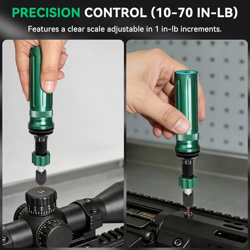Inch Pound Torque Screwdriver Set, 10-70 in-lb, 1/4" Drive, 24 PCS - color: Army Green