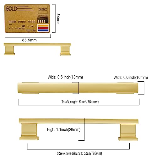 Amerdeco 10 Pack Brushed Gold Cabinet Pulls 5" - color: Brushed Gold, size: 5" hole center