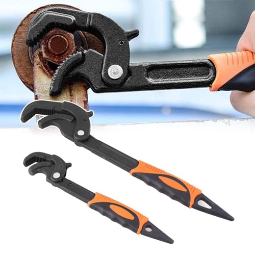 RULLINE Adjustable Wrench Quick Multi-Function Spanner Power Grip Pipe Wrench Set 2 Pack compatible with 14-60mm Pipes Nuts Screws | Power grip pipe wrench set – adjustable for 14-60mm pipes, nuts & screws. Multi-function spanner. Heavy-duty steel – 2-pac