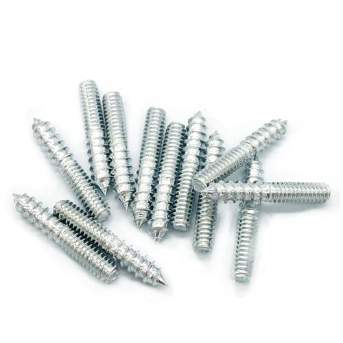 12 Pack 1/4-20 x 1-1/2 Inch Silver Hanger Bolts, Double Headed, Carbon Steel, 4.8 Grade, 37mm Length - size: Silver 1/4-20"x1-1/2"-12PCS