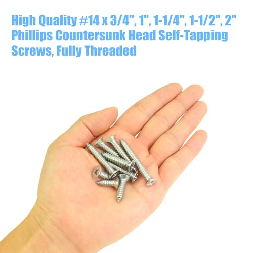 DYWISHKEY 56-Piece Wood Screws Assortment Kit - 14 Sizes, Assorted Wood Screws - size: #14