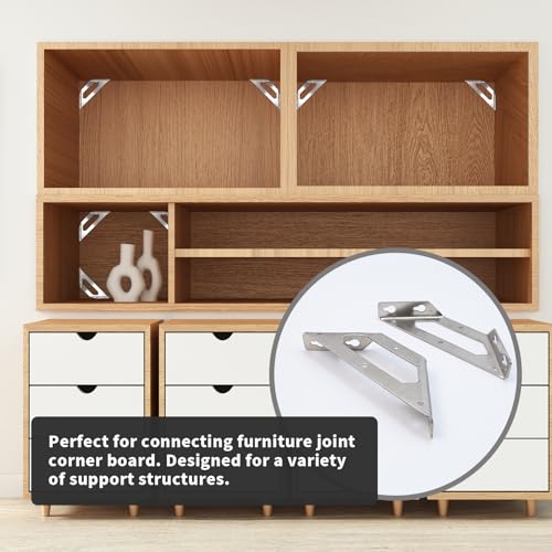 Trapeziform Angle Brackets Stainless Steel 5.7" x 1.81" Corner Braces-4pcs - size: Large 4pcs