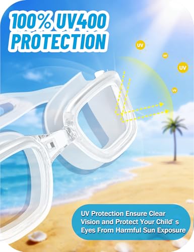 Vvinca Kids Swim Goggles, Swimming Goggles for Kids 3-14 Anti-Fog UV Protection No Leak Pool Glasses for Boys Girls - color: 02 - Transparent