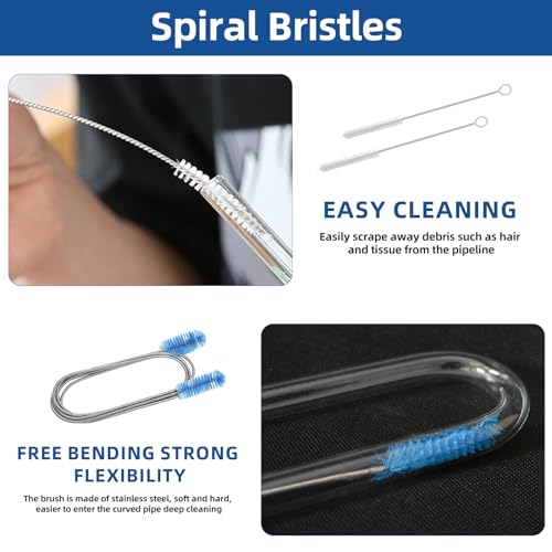 Flexible Drain Brush, 73 Inch Long Double Ended Hose Pipe Cleaners and 4 Pack 8 Inch Straw Cleaner Brush, Pipe Cleaner Brush for Cleaning, 2 Pack 73 Inch Long Tube Cleaning Brush
