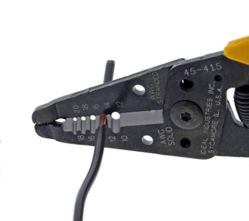 IDEAL Electrical 45-415 Premium Reflex T-5 Stripper - 10-20 AWG, Wire Stripper, Plier Nose, Slide Lock, Textured Grips,Yellow - size: 10-18 AWG Solid