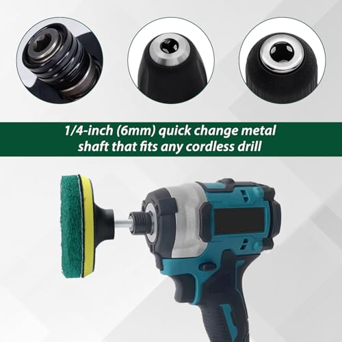 4 Inch Drill Powered Brush Tile Scrubber Scouring Pad Cleaning Kit