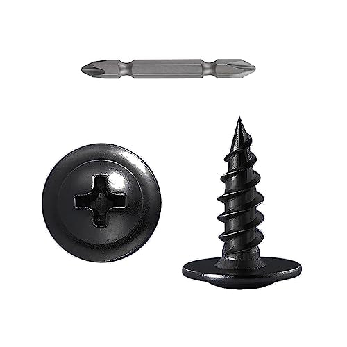 Wensilon（800 pcs）#4×3/8" Phillips Truss Head Wood Screws Black Galvanizing Quick Metal Self Tapping. - color: Black, size: #4×3/8"