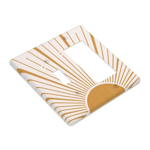 Boho Gold Sun Mid Century Sunrise Simple Outlet Covers 1 Toggle 1 Rocker Combination Decorative Wall Plate Electrical Switch Plates Light Switch Cover Plate for Bedroom Living Room Decor - color: Boho Gold Sun Mid Century Sunrise Simple, size: 1 Toggle 1