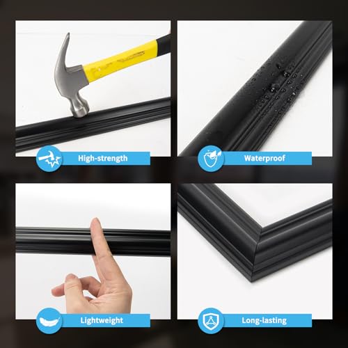 Art3d Pre-Cut Wall Molding Set of 6 pcs, 3 Top 3 Bottom, Black - color: Black: Style 2