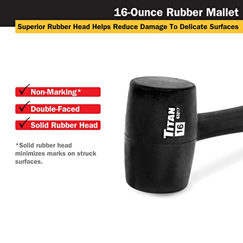 Titan 63220 2-Piece Rubber Mallet Set, Includes 16oz & 32oz with Non-marking Double-faced Solid Heads, Shock Absorbing Fiberglass Handles & Textured Grips - style: 2pc Set Rubber Mallet