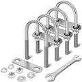 4 Sets M10 U Bolts 2 Inch Wide, 3/8" x 2"W x 4-1/2"L - size: M10 x 50mm x 124mm