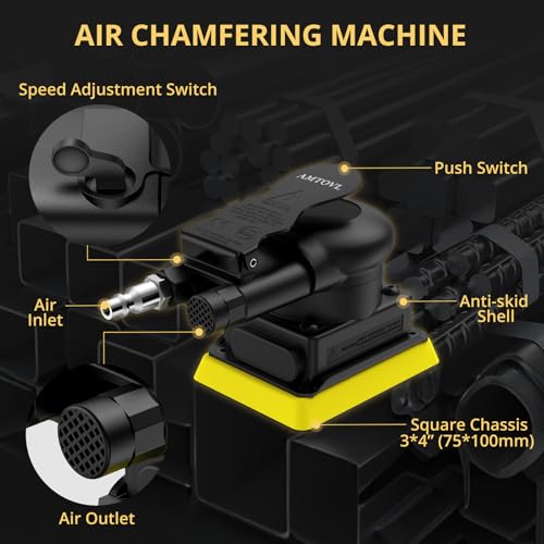 AMTOVL Pneumatic Random Orbital Sander – 3 x 4-inch Air Sander, 12000 RPM | Air Palm Sander with Variable Speed for Automotive Bodywork, Woodworking & Surface Finishing