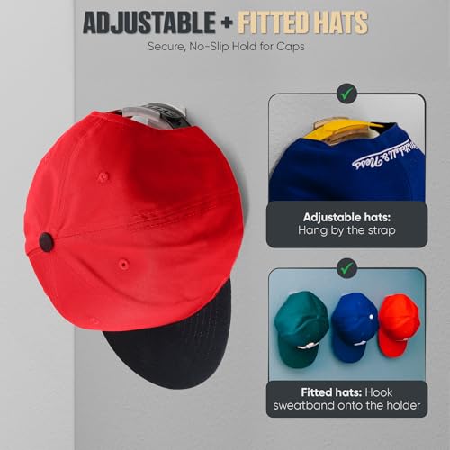Modern JP Adhesive Hat Hooks for Wall (16-Pack) - Minimalist Hat Rack Design, No Drilling, Strong Hold Hat Hangers - USA Patented, Clear - color: Clear