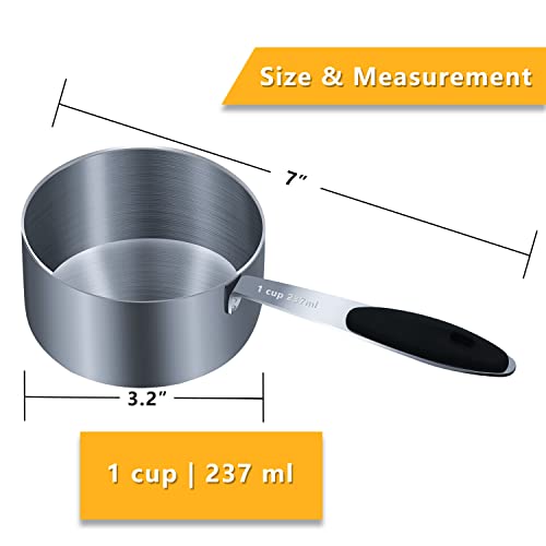 2PCS 1cup(237ml) Measuring Cup, Stainless Steel Measure Scoop - size: 1cup