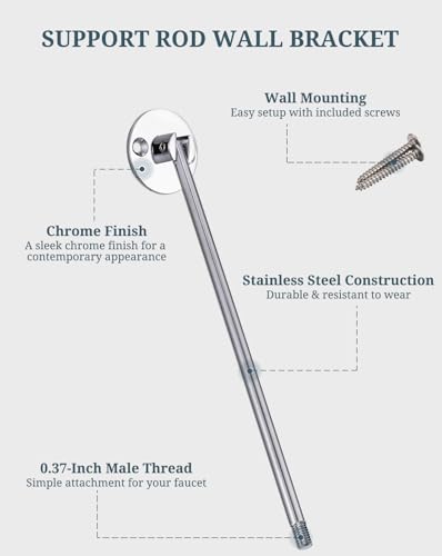 Mop Sink Faucet Support Rod Wall Bracket 180° Swing Installation Kit