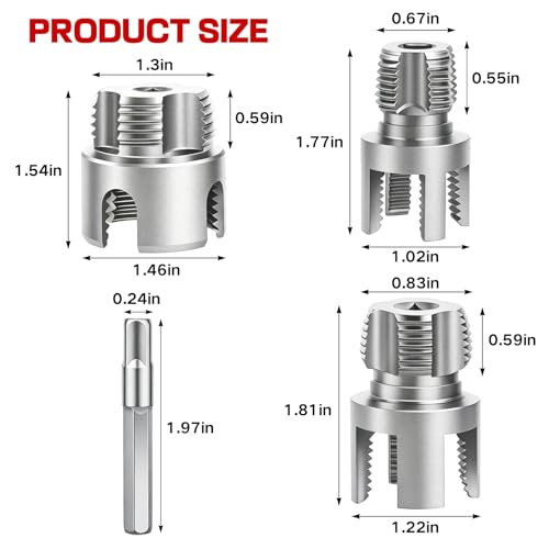 PVC Pipe Threader Kit, Threading Tool, PVC Plumbing Tools,Pipe Tapping Tool - size: 1/2+3/4+1
