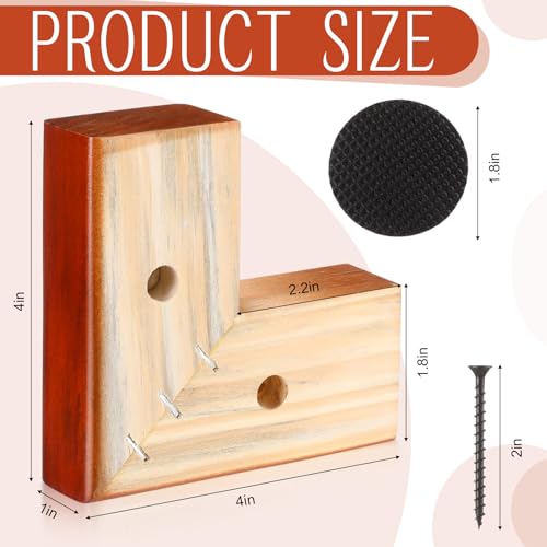 Geelin 4 Pack Wooden Furniture Risers 1 Inch High L‑Shaped Bed Risers with Metal Screws and Anti-Slip Pads Furniture Legs Couch Legs Replacement Sofa Feet for Coffee Table Bed Dresser (Brown) - color: Brown, size: 1 Inch