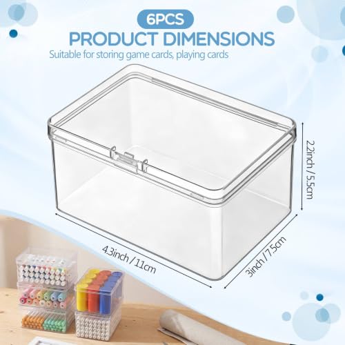 Jetec 6 Pieces Small Clear Plastic Storage Box, 4.3 x 3 x 2.2 Inch - size: 4.3 x 3 x 2.2 Inch