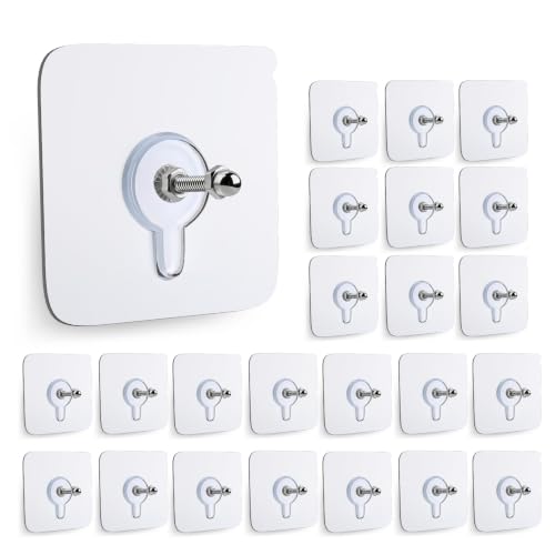 24 PCS Picture Hangers Without Nails, Wall Hangers Without Nails, Adhesive Wall Hooks, to use Inside Kitchen, Bathroom, Home and Office - size: 24PCS（8mm）