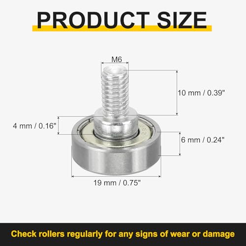 uxcell 10 PCS Drawer Rollers 19mm x 6mm Wheel 4mm Step, Steel Bearing Roller Drawer Pulley Bearing Replacement Wheels for Windows Sliding Door Track Guide, M6 x 10mm Thread - size: 4mm